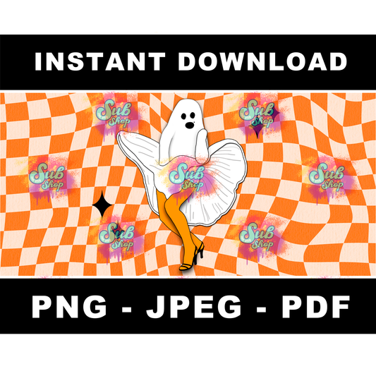 16oz Ghost Marilyn - Instant Download - PNG - JPEG - PDF