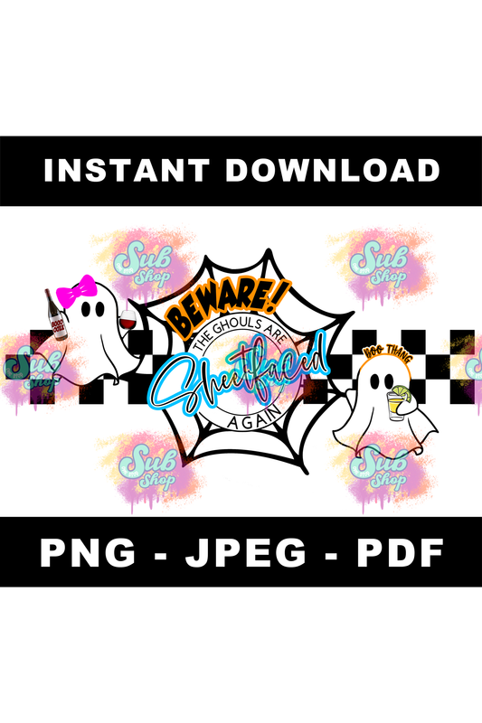 16oz Sheetfaced Ghouls Instant Download Sublimation File - PNG - JPEG - PDF