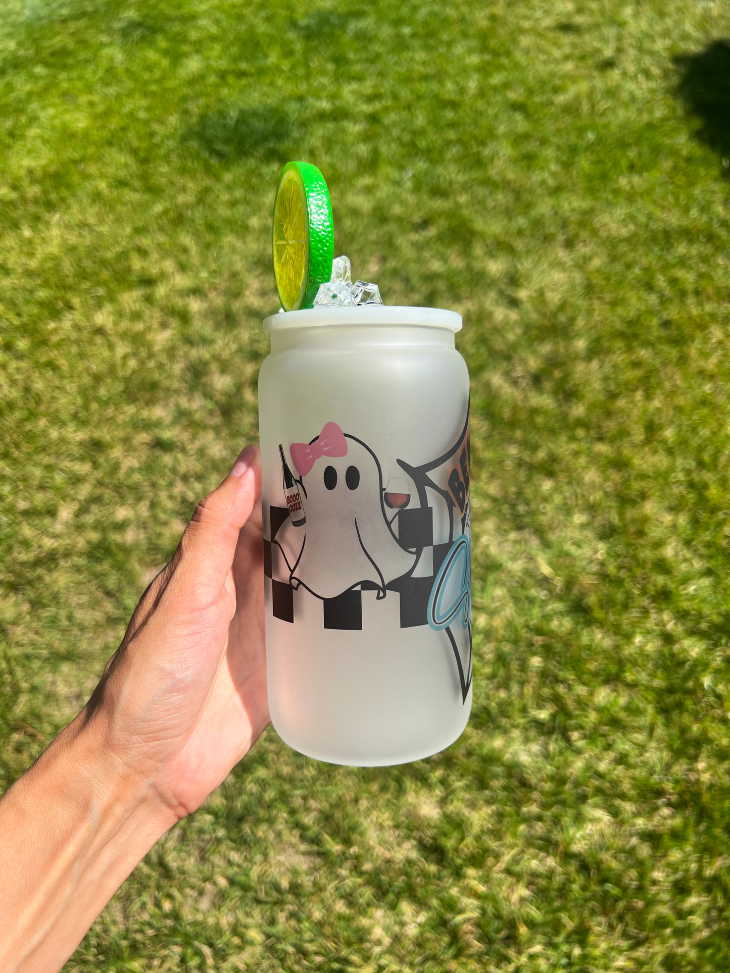 16oz Sheetfaced Ghouls Frosted Glass Can