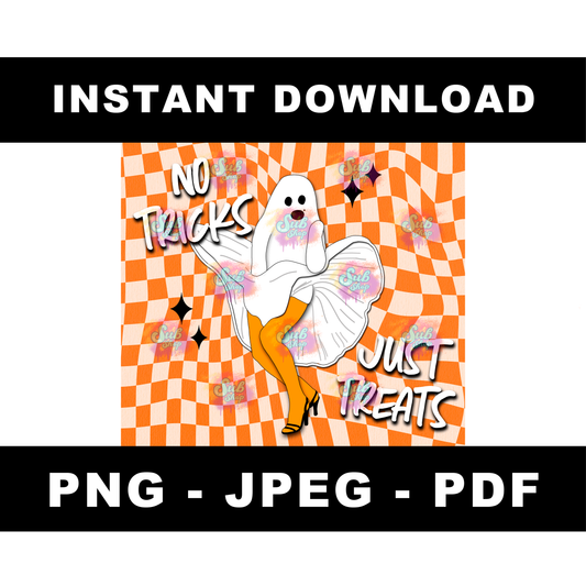 20oz No Tricks Just Treats Ghost Marilyn - Instant Download - PNG - JPEG - PDF