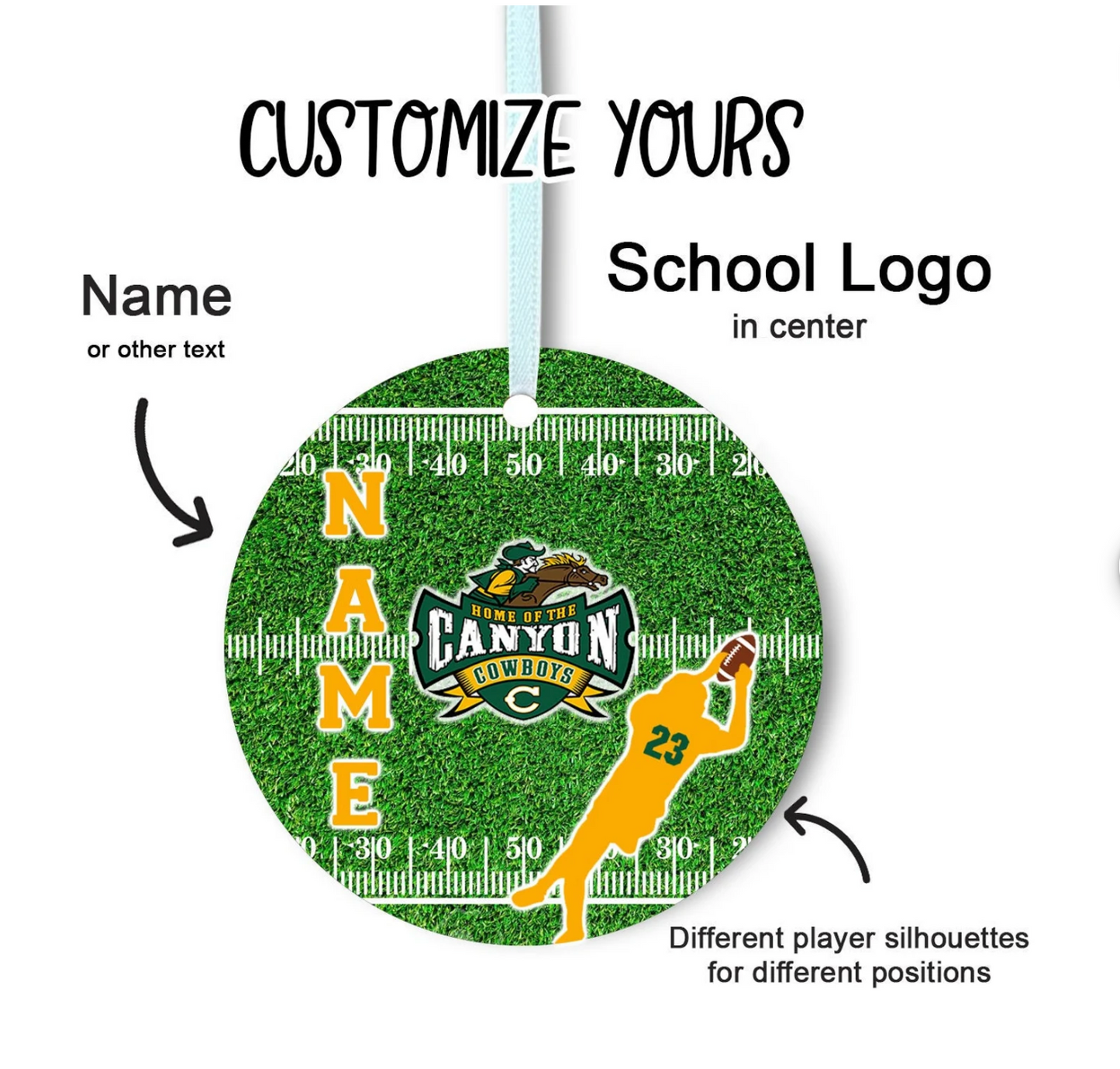 Custom School Football Ornament