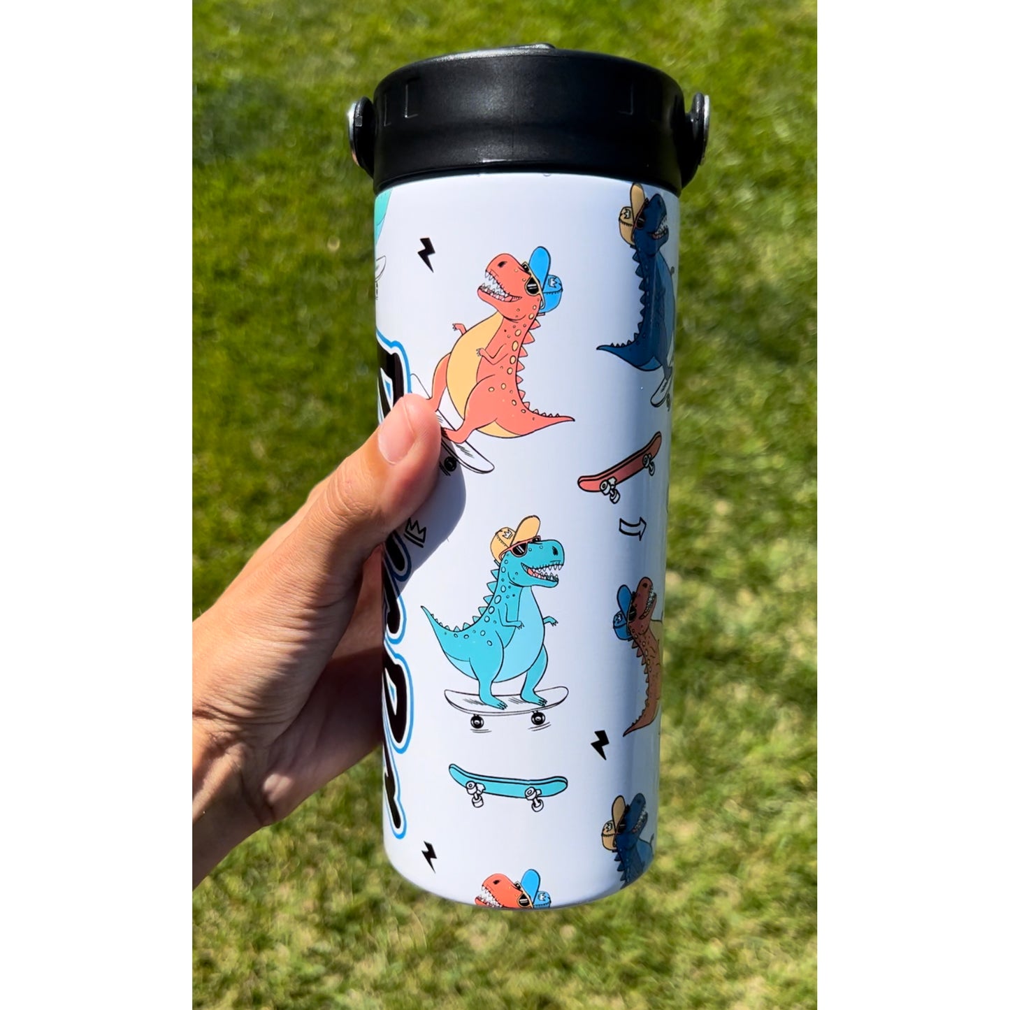 15oz Dino Skaters Sports Top Duo Straw Lid Tumbler