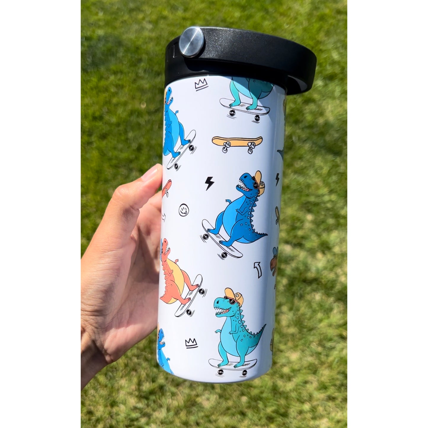 15oz Dino Skaters Sports Top Duo Straw Lid Tumbler