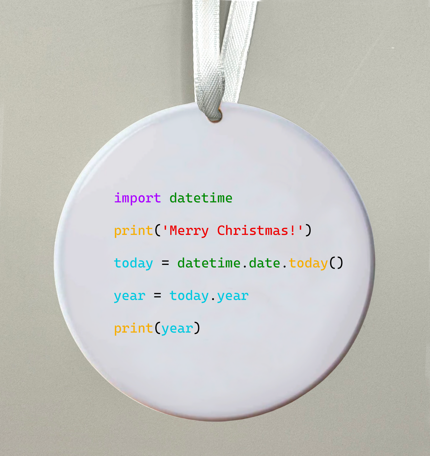 Customizable Ceramic Python Code Christmas Ornament