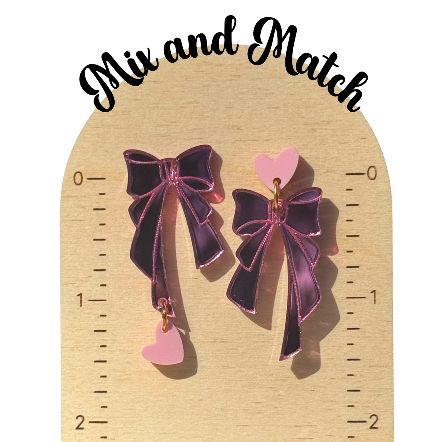 Mirrored Pink Coquette Bow Earrings