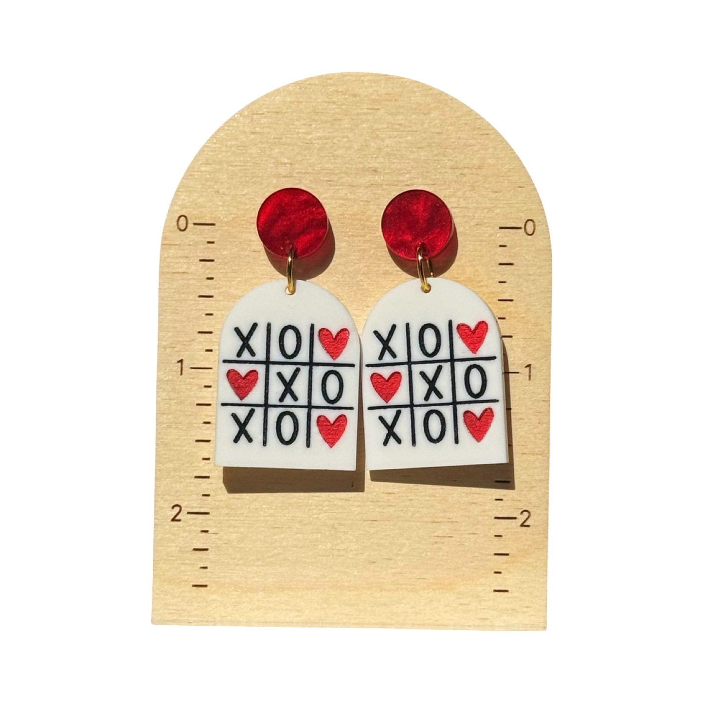 Tic Tac Toe Heart Earrings