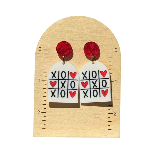 Tic Tac Toe Heart Earrings