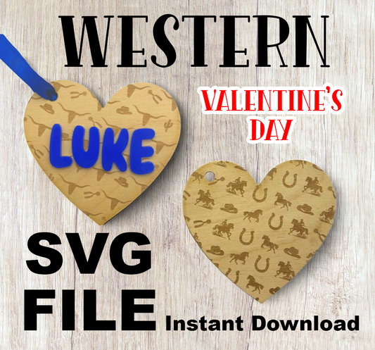 Western Valentine's Day Heart Tag SVG Cut Files - Instant Download