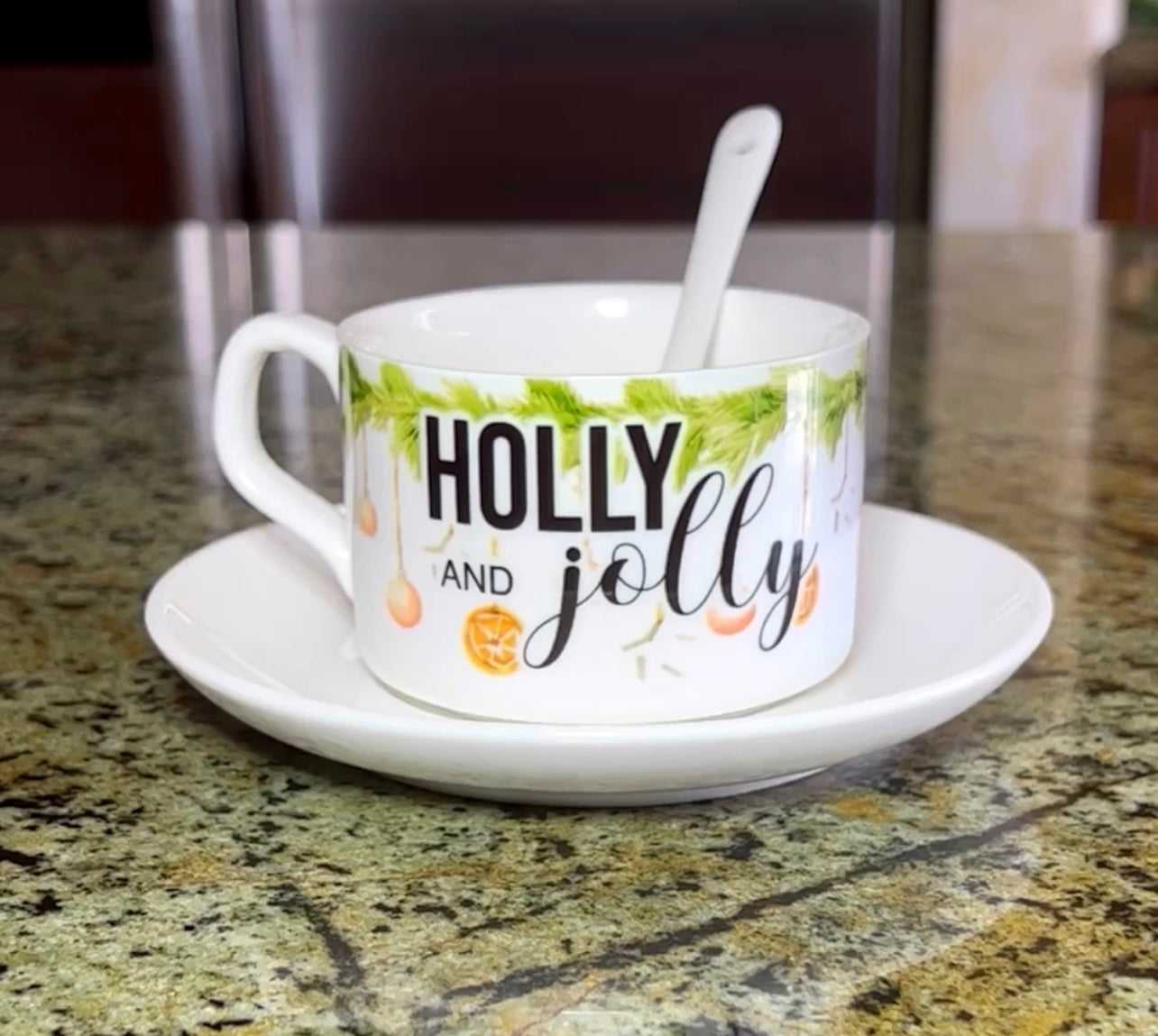 Holly and Jolly But Not without Coffee - Ceramic Mug Set