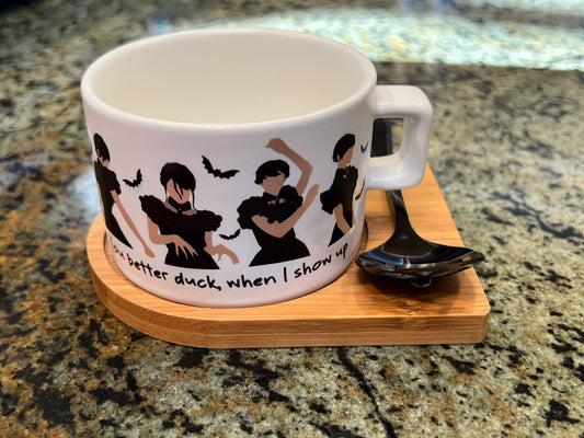 Wednesday Addams Dancing Queen Mug Set with Skull Spoon