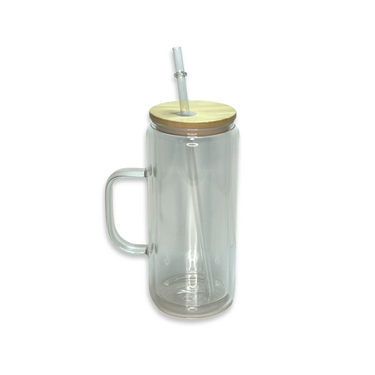 Snowglobe Tumbler with Handle - Bamboo Lid and Straw Included