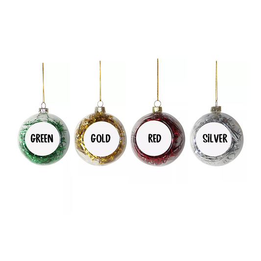 Tinsel Filled Christmas Ornaments - Multiple Colors